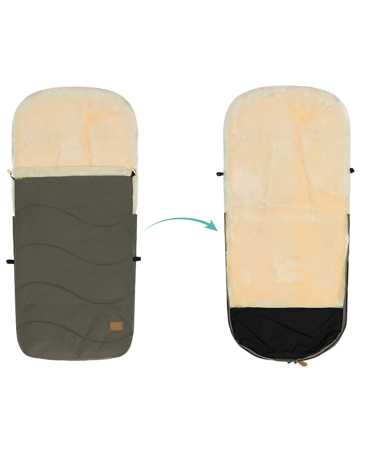 Fillikid Lammfell-Winter-Fußsack Davos #Olive – Bild 5