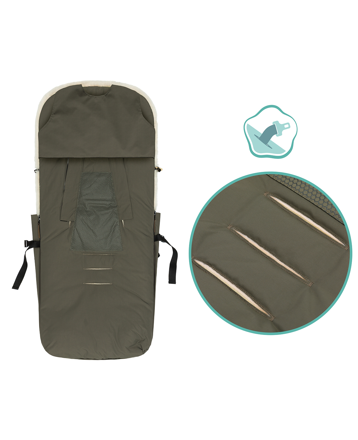 Fillikid Lammfell-Winter-Fußsack Davos #Olive – Bild 7